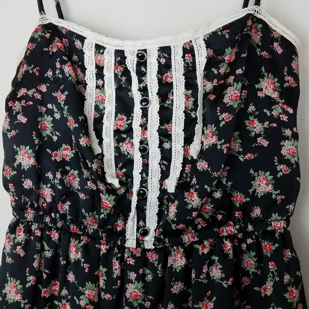 Lush Floral Silky Lace Spaghetti Strap Dress
